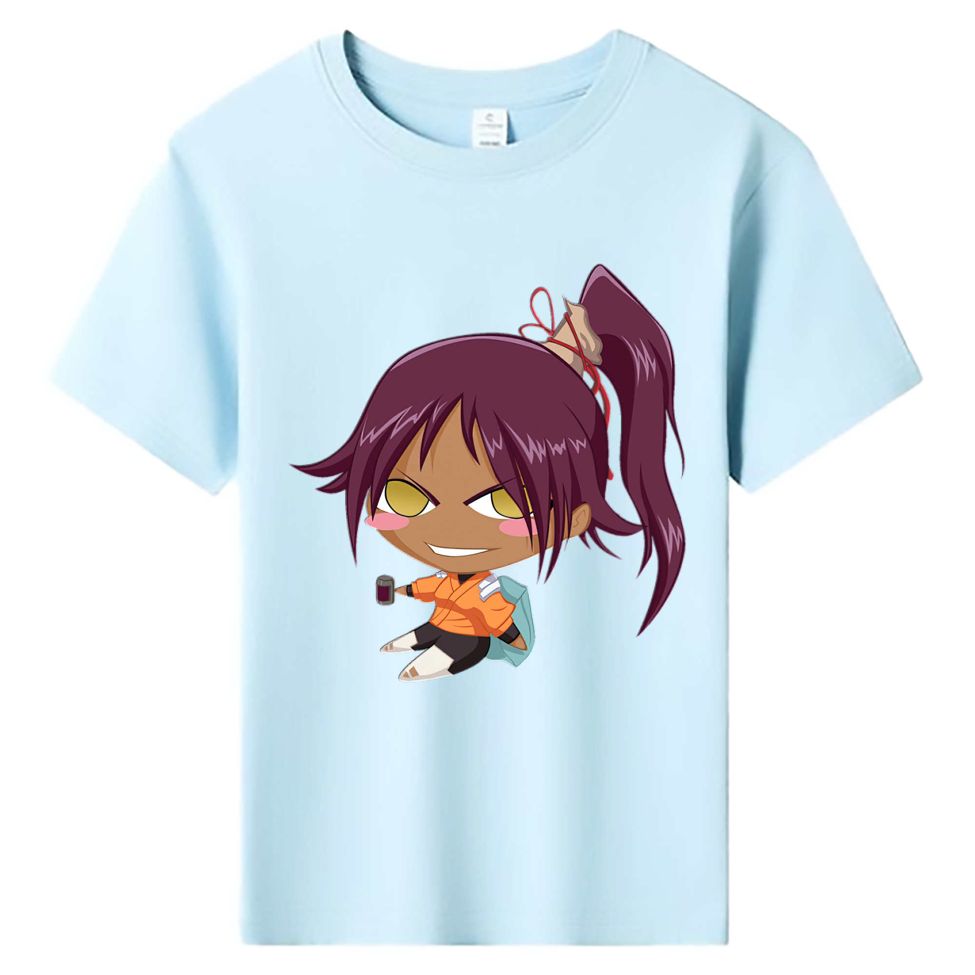 （画像用） ブリーチ 四楓院 夜一（しほういん よるいち） BLEACH Shihouin Yoruichi 綿100％キッズTシャツ（フロントプリント）